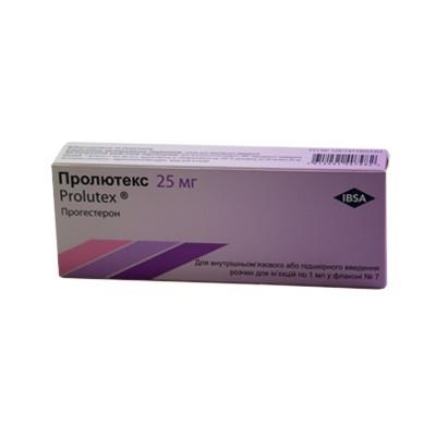 ПРОЛЮТЕКС розчин для ін`єкцій 25 мг/мл по 1 мл у флаконі; по 7 флаконів в картонній коробці